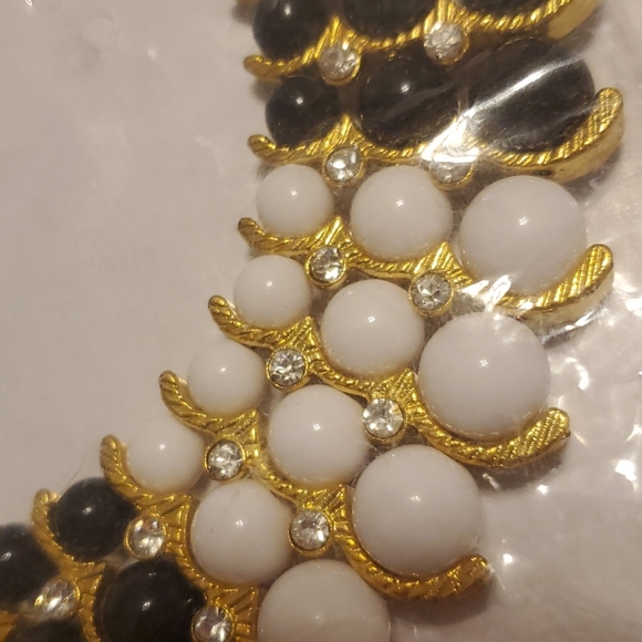 NWT, NIB IMAN designed 2tone Golden Necklace w/crystals - Picture 3 of 7